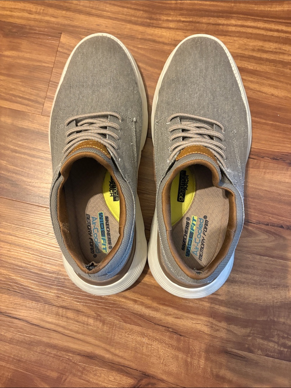 Skechers Men's Gray Canvas Sneakers with Brown Accents
